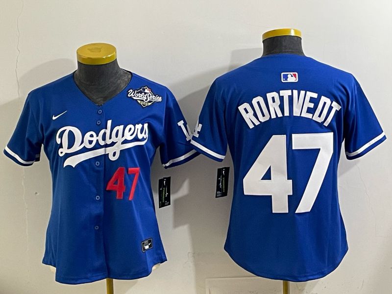 Youth 2025 Los Angeles Dodgers #47 Rortvedt Blue Game Nike MLB Jersey style 004
